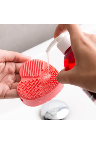 Gant de nettoyage à pinceaux en silicone - Rouge