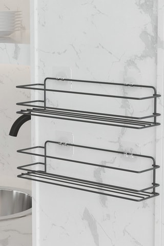 2 estantes para especias - 36 x 8 x 10 cm - Negro