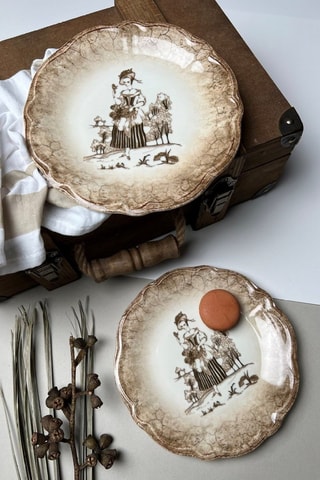 6 piatti da dessert in porcellana - 22 x 22 cm