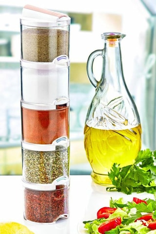 5 tarros para especias apilables - 12 cm