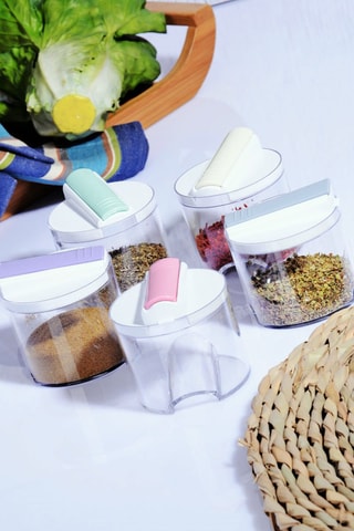 5 tarros para especias apilables - 12 cm