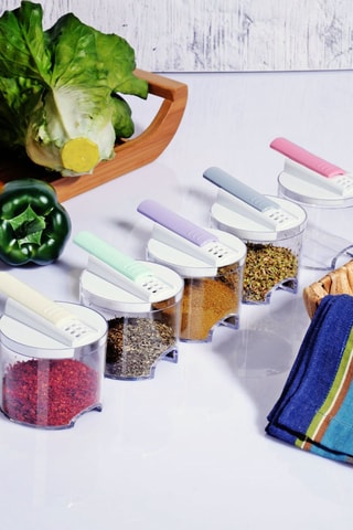 5 tarros para especias apilables - 12 cm