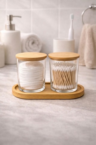 2 contenitori salvafreschezza e coperchi in bambù - 350 ml