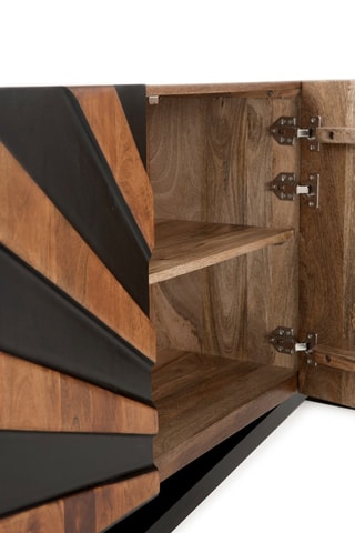 Aparador de 3 puertas de madera de mango - 160 x 38 x 75 cm