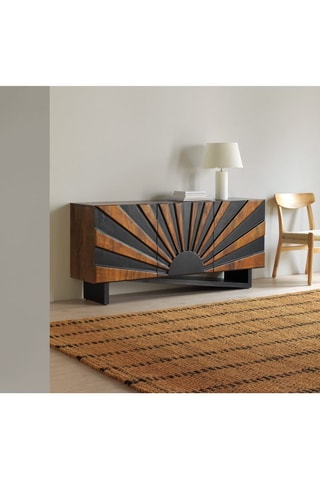 Aparador de 3 puertas de madera de mango - 160 x 38 x 75 cm