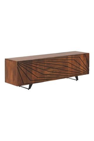 Mueble de TV de 2 puertas de madera de mango - 160 x 50 x 38 cm
