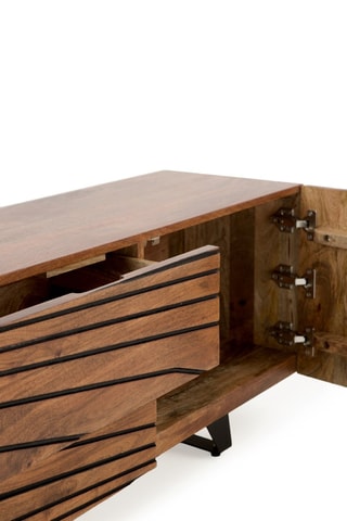 Mueble de TV de 2 puertas de madera de mango - 160 x 50 x 38 cm