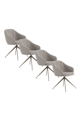 4 sillones giratorios - Marrón claro - Tela de felpa