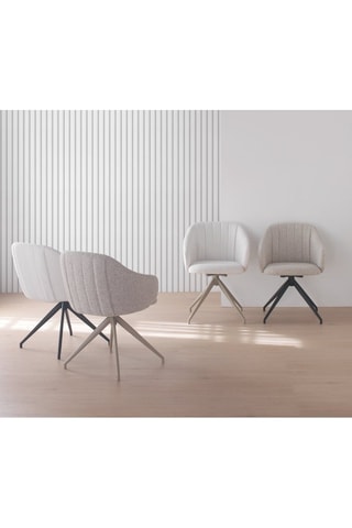 4 sillones giratorios - Marrón claro - Tela de felpa