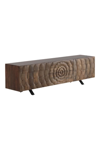 Mueble de TV de 2 puertas de madera de mango - 180 x 38 x 50 cm