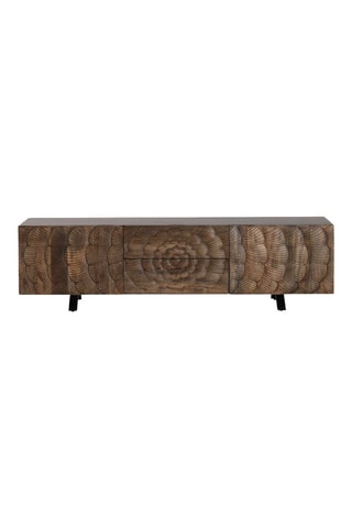 Mueble de TV de 2 puertas de madera de mango - 180 x 38 x 50 cm