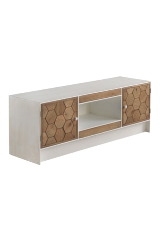Mueble de TV de madera - Natural y blanco
