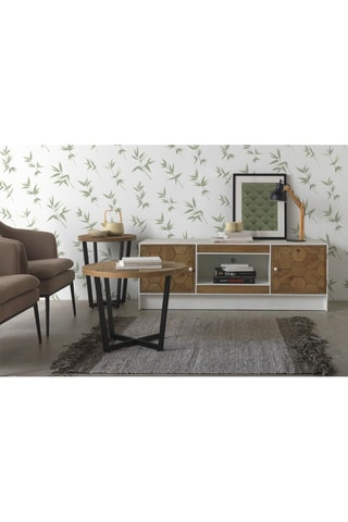 Mueble de TV de madera - Natural y blanco