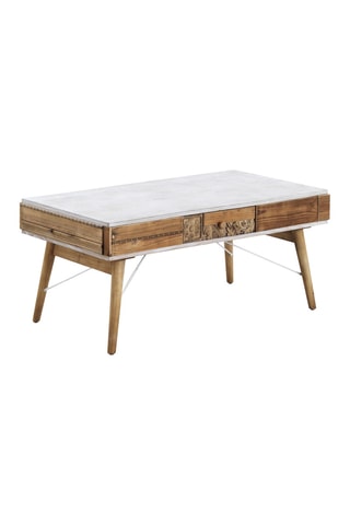 Mesa de centro - Blanco y natural