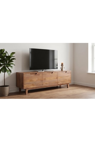 Mueble de TV de 3 puertas de madera de mango - 160 x 40 x 55 cm