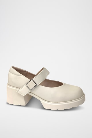 Wedge Mary Janes - Beige