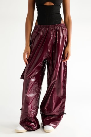 Pantalón efecto doble prenda - Burdeos
