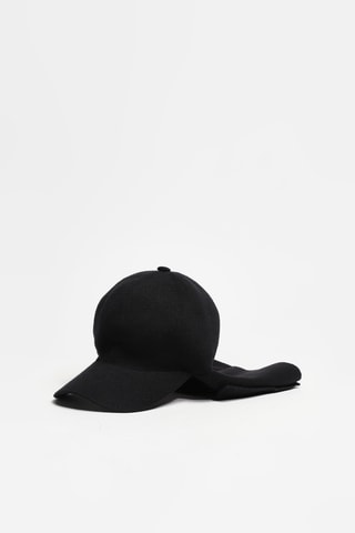 Gorra de béisbol de lana virgen - Negro