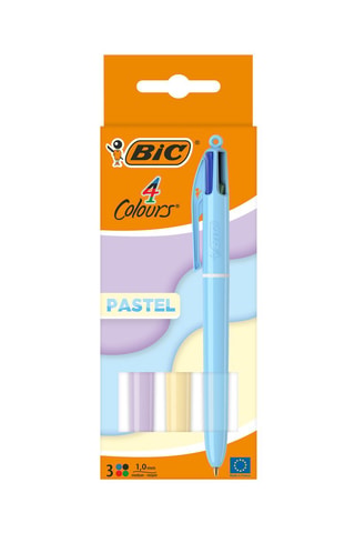 3 stylos-bille 4 couleurs pastel - 4 encres