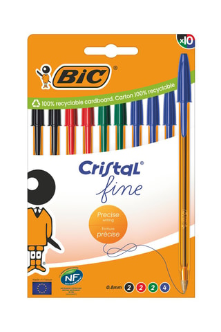 10 stylos-bille Cristal - 4 encres