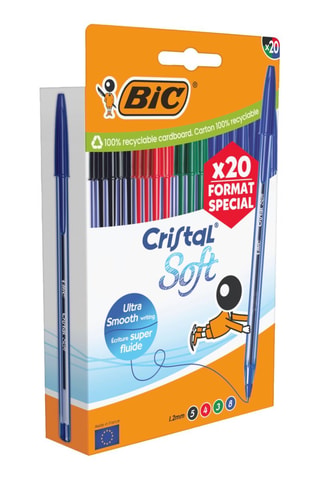 20 stylos-bille Cristal Soft - 4 encres