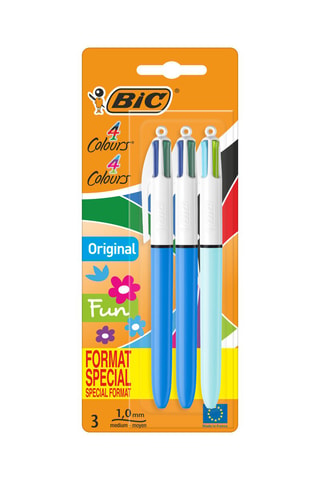 3 stylos-bille 4 couleurs Original Fun - 8 encres
