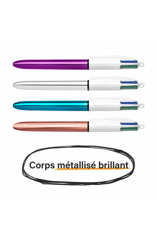 3 stylos 4 couleurs Shine