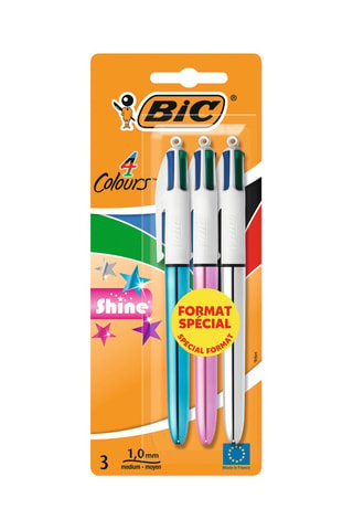 3 stylos 4 couleurs Shine