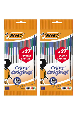 2 x 27 stylos-bille Cristal Original - 4 encres