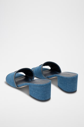 Mules à talons en cuir - Bleu