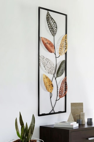 Decorazione da parete - 32 x 3 x 90 cm - Verde scuro e arancione