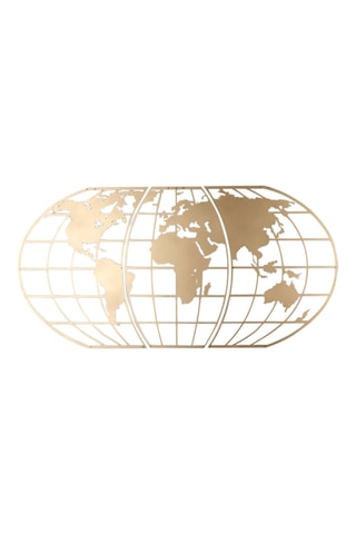 Decorazione da parete World Map Globe - 60 x 120 cm - Dorato