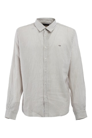 Camisa em linho - Bege e branco - Branco e bege