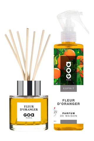 Ambientador de varillas Goatier - Fleur d'oranger - 200 ml y ambientador con vaporizador - Fleur d'oranger - 250 ml + 7 varillas de ratán