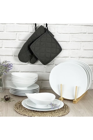 6 platos llanos de porcelana Hermine - 28 cm