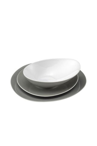 Vajilla de porcelana Sven gris - 18 piezas