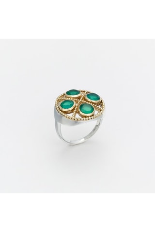 Ring - Zilver, Onyx en apatiet