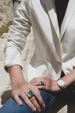 Ring Zilver, Malachiet en Onyx