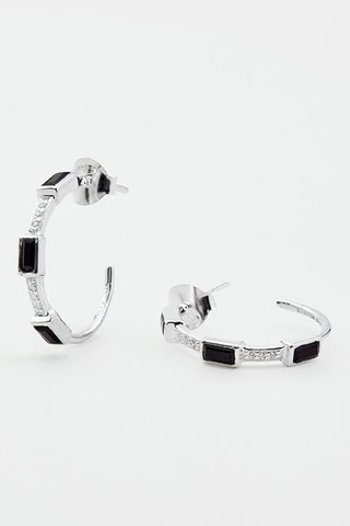 Creolen - Zilver en Onyx