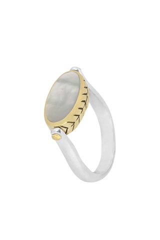 Ring - Zilver, Tijgeroog en Parelmoer