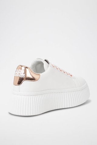 Baskets plateformes en cuir - Doré rose et blanc