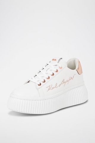 Baskets plateformes en cuir - Doré rose et blanc