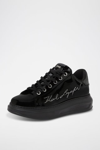 Baskets en cuir verni - Noir et gris clair