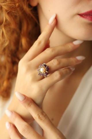 Anello - Perla coltivata e ametista