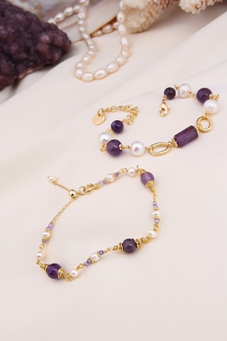 2 bracciali - Ametiste e perle coltivate
