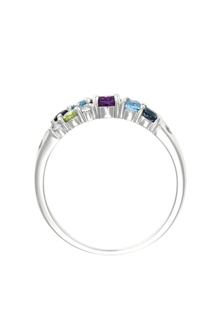 Bague Selena - Or blanc, améthystes, topazes et préhnites