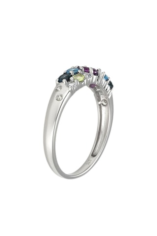 Bague Selena - Or blanc, améthystes, topazes et préhnites