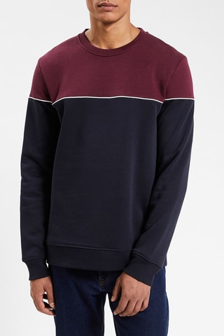 Sweater van Biologisch Katoen Bordeauxrood en Marineblauw