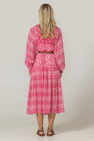 Robe midi en dentelle - Rose