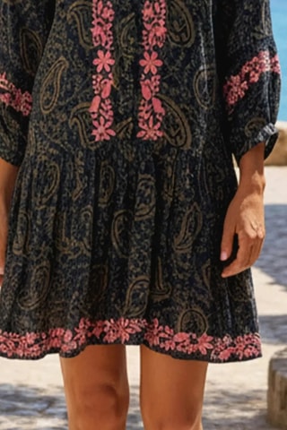 Robe courte Darling - Noir, marron et rose